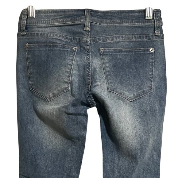 Guess Womens Blue Mid-Rise Cropped Skinny Jeans Size 25 Button Hem Stretch Denim - Picture 3 of 9